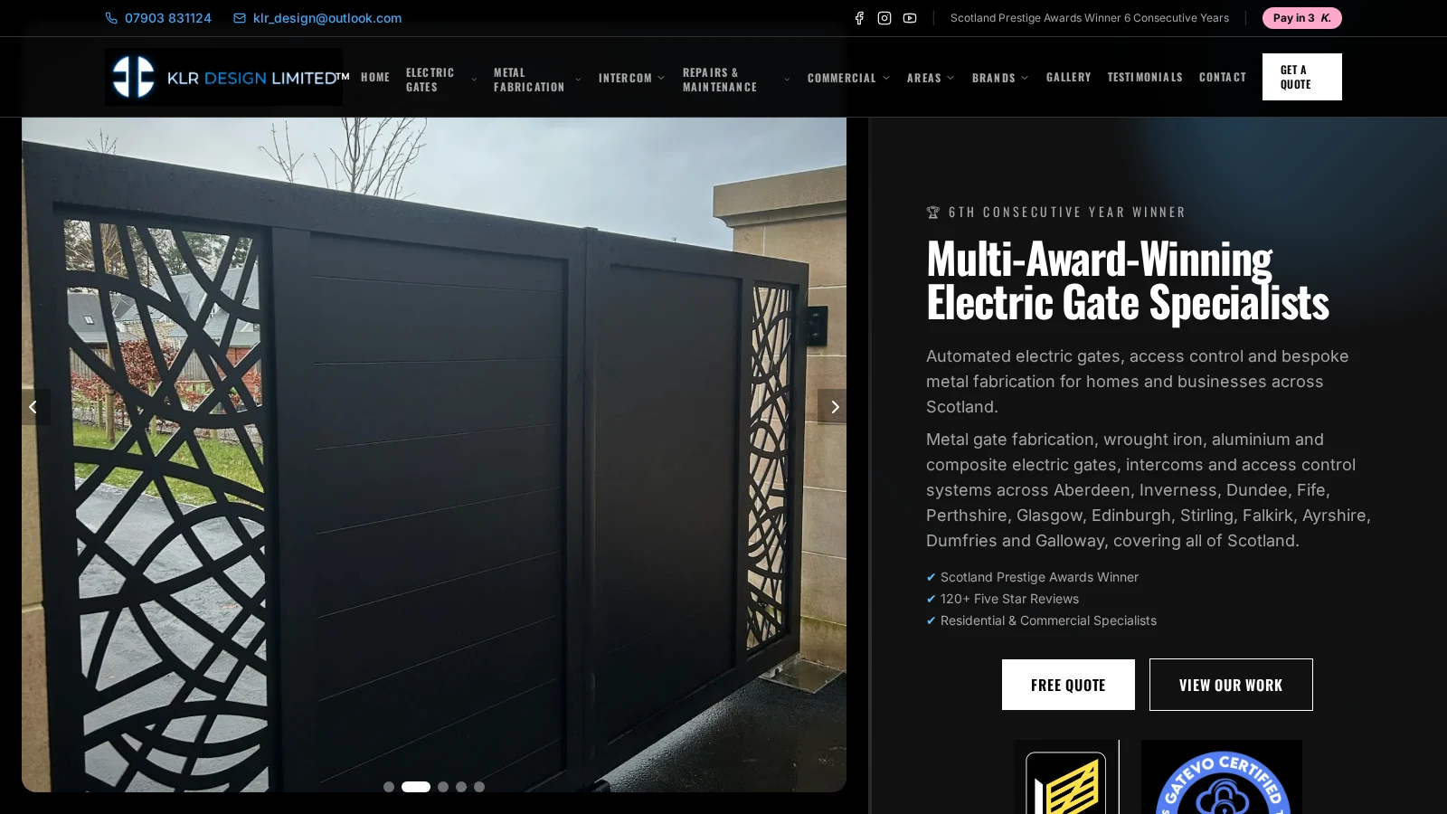 KLR Design Limited homepage — WordPress to CDM Smart AI Website migration by Corrie D Marketing
