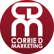 Corrie D Marketing circular red logo badge